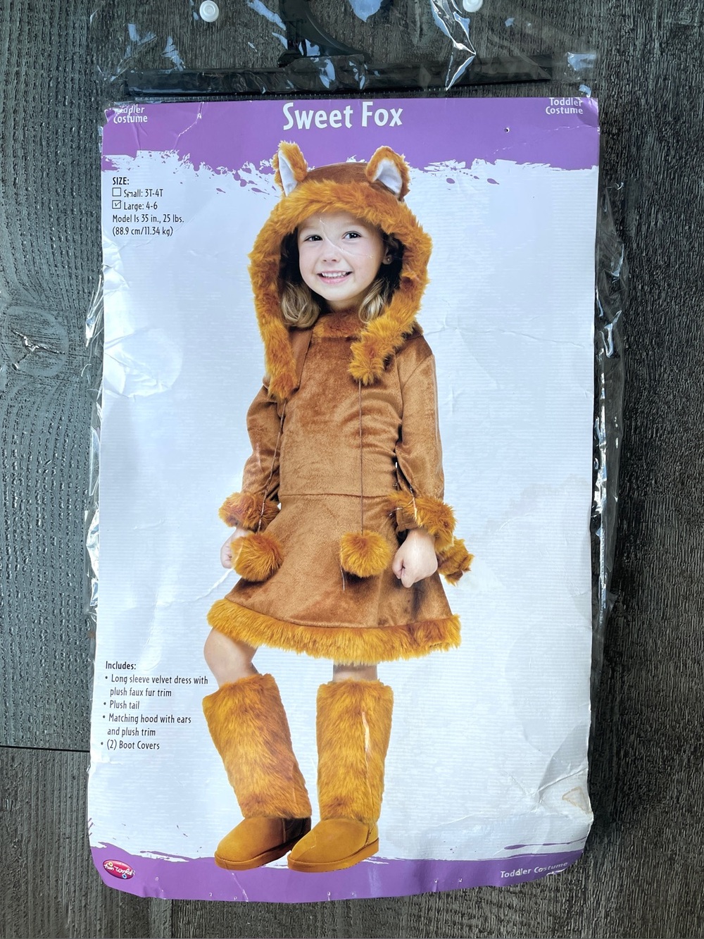 Halloween Costumes Girls size L (4-6 yrs) Brown Fox KIDS Costume Dress Fur LARGE